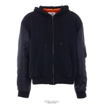 26 FW MM6 메종 마르지엘라 지퍼업 개더 슬리브 후드티 961 SH0AM0075MTJ043