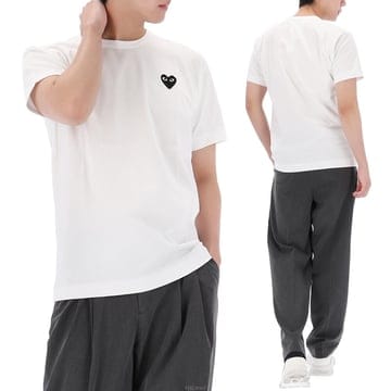 구템즈 26SS 꼼데가르송 블랙 하트 와펜 반팔 티셔츠 AX T064 WHITE