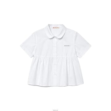 마르니 키즈 플랫 셔링 반팔 셔츠 화이트