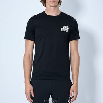 26 FW 몽클레어 더블 로고 패치 코튼 숏슬리브 티셔츠 BLK L2091 8C00041 8390Y 999