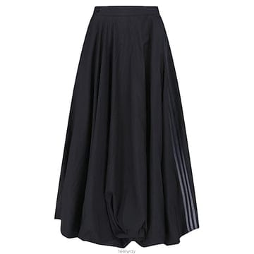요지 야마모토 요지야마모토 블랙 그라데이션 스트라이프 나일론 벌룬 미디 스커트 블랙