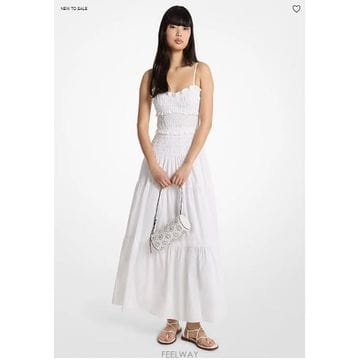Michael Kors ����Ŭ �ھ  Smocked Cotton Poplin �ƽ� �巹������Ŭ �ھ  Smocked Cotton Poplin �ƽ� �巹��