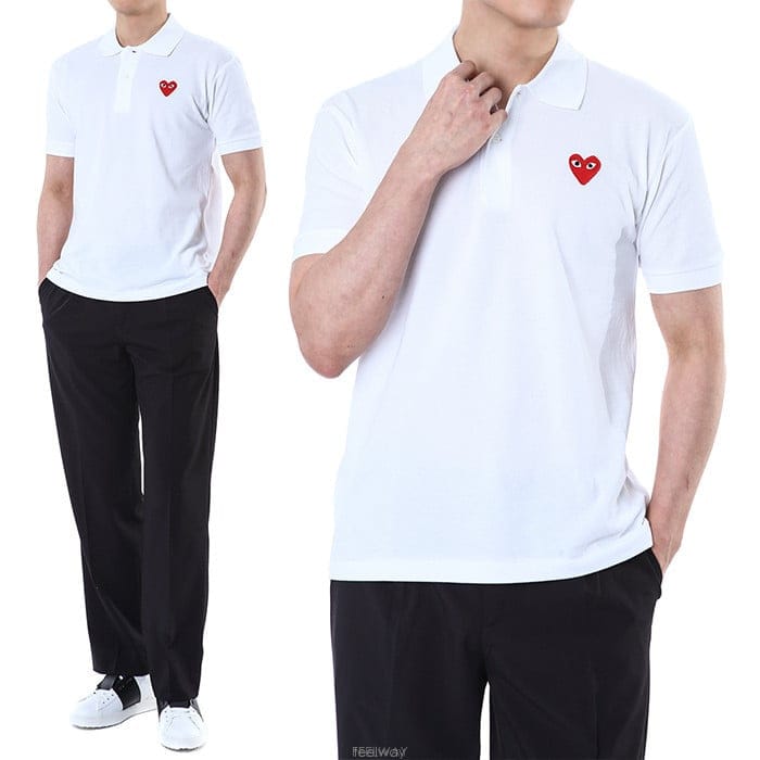 꼼데가르송 레드하트와펜 PK 카라티셔츠 (화이트) AX T006 051 5