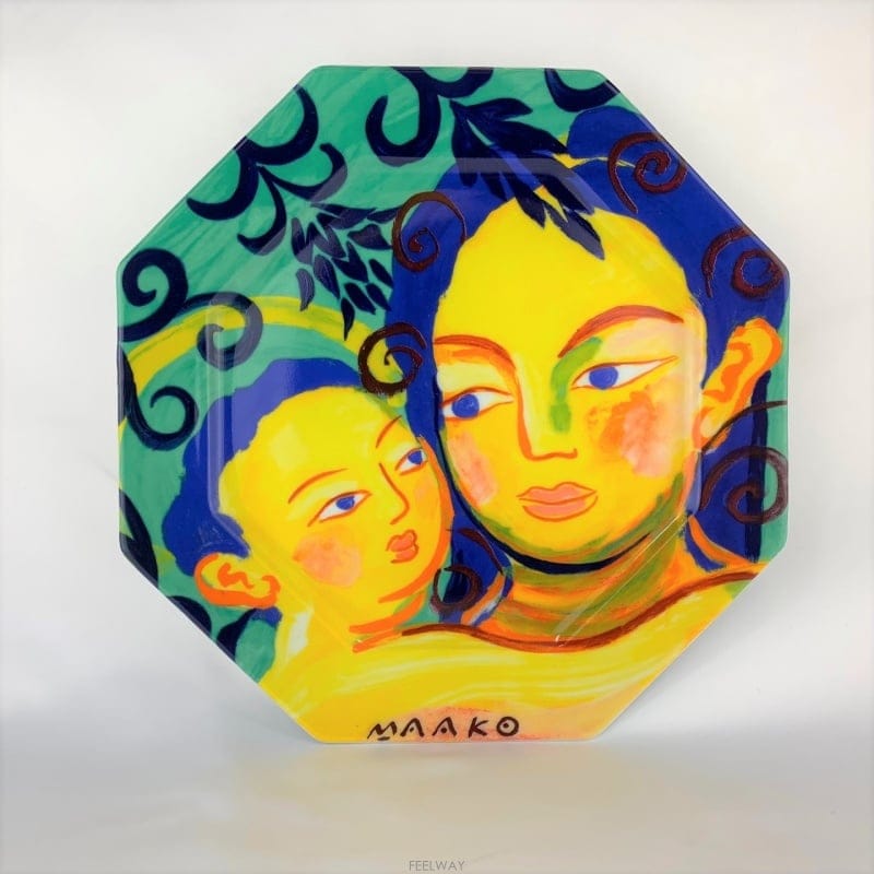 MAAKO 키도마코 핸드프린팅 엄마와아기 플레이트 팔각 장식접시 A948