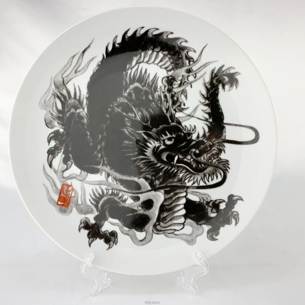 JAPAN HANDMADE 재팬 핸드메이드 블랙드래곤 플레이트 장식접시 GM A958