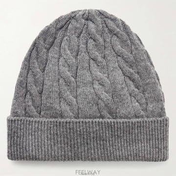 26 FW 로로피아나 그레이 Cedar 세다르 케이블 니트 소프트 캐시미어 비니