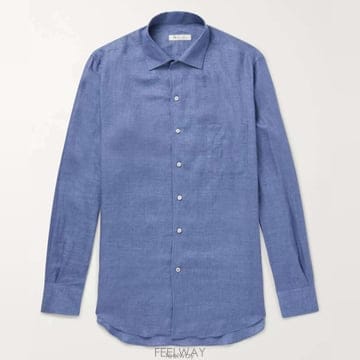 26 FW 로로피아나 블루 Andre Slub 앙드레 브레서블 슬러브 린넨 셔츠