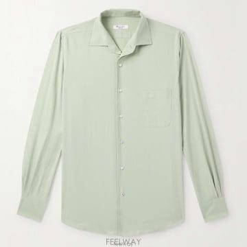 로로피아나 앙드레 샤프 스프레드 칼라 실크 셔츠