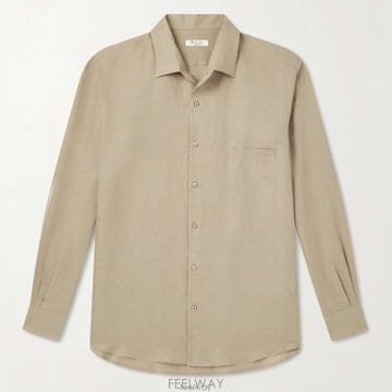 로로피아나 앙드레 롱슬리브 베이지 브리지 린넨 셔츠