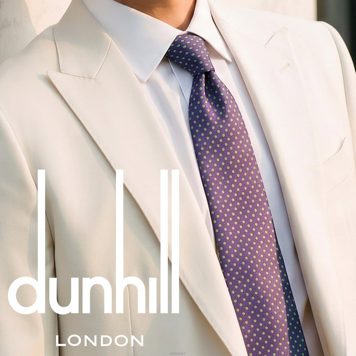 DUNHILL 던힐 실크 퍼플 그린 도트 넥타이 9.3cm A+~A등급 K2933