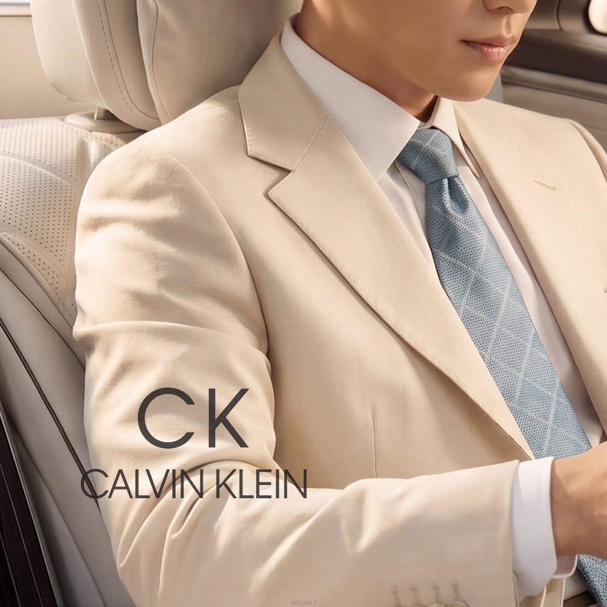 CALVIN KLEIN 캘빈클라인 실크 블루 체크 도트 넥타이 9.8cm A+등급 K2935
