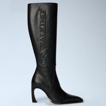26 FW 오프화이트 For Walking 엠보싱 사이드 힐 니하이 부츠 OWIE04LF25LEA0011001