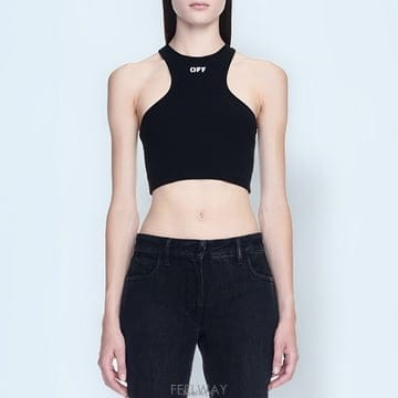 26 FW 오프화이트 Off Stamp 홀터넥 슬리브리스 탱크 OWAD086C99JER0021001