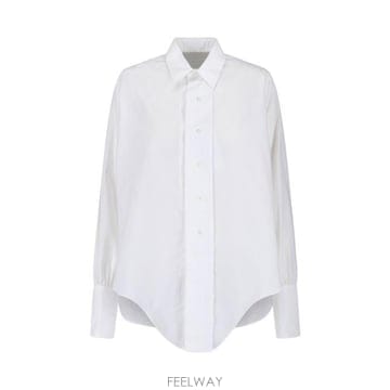 26 FW 메종 마르지엘라 커브드 헴 롱슬리브 셔츠 화이트 100 S29DT0006M35308