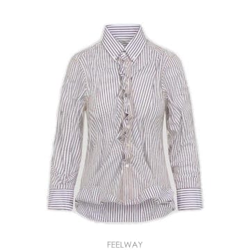 26 FW 메종 마르지엘라 스트라이프 러플 롱슬리브 셔츠 961 S29DL0218MTN124
