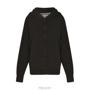 메종마르지엘라 지퍼 후드 티셔츠 블랙