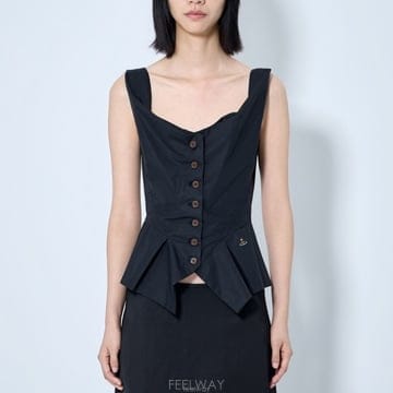 비비안웨스트우드 스퀘어넥 버튼 다운 탑
