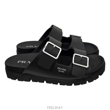 논현 더팩토리 26FW 프라다 로고 러버 스트랩 샌들 블랙 2X3159 3LKK F0002