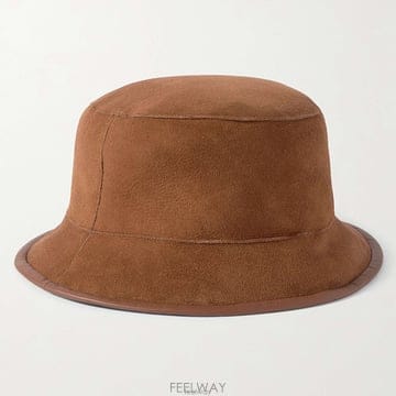 로로피아나 Lys 리스 리버서블 레더 트리밍 램 시어링 버킷햇