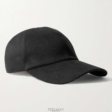 26 FW 로로피아나 Ivy 아이비 로고 디보스드 탭 퓨어 캐시미어 베이스볼 캡 블랙