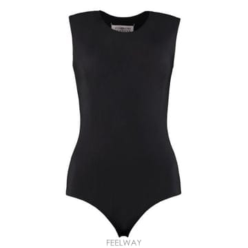 26 FW 메종 마르지엘라 슬리브리스 로고 디테일 바디수트 블랙 900 S51NA0065S20518