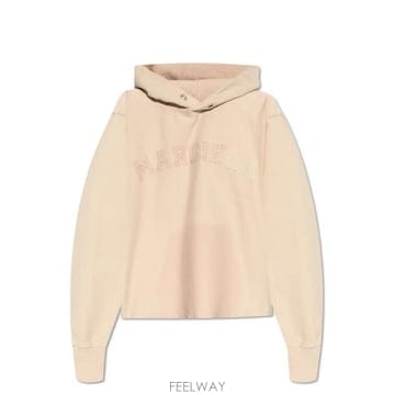 메종마르지엘라 로고 코튼 후드티 블랙