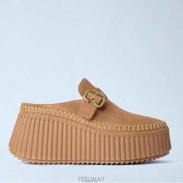 26 FW 끌로에 Nama 웨지 플랫폼 뮬 나마 클로그 카멜 CH26A13CMS207