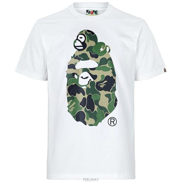 베이프 26SS 화이트 그린 ABC 카모 마일로 온 빅 에이프 티셔츠 002TEM301003M WHITE