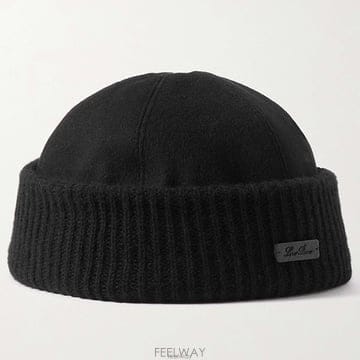 26 FW 로로피아나 로고 아플리케 블랙 스톰 시스템 캐시미어 블렌드 비니