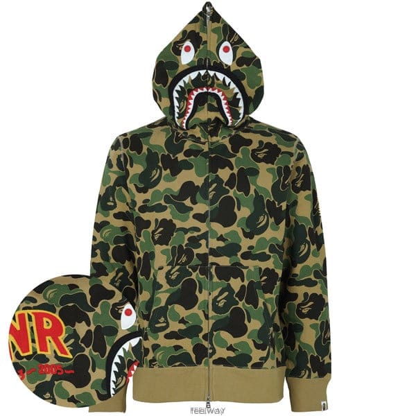 베이프 26SS 그린 PONR ABC 카모 샤크 후드 집업 자켓 001ZPM301008M GREEN