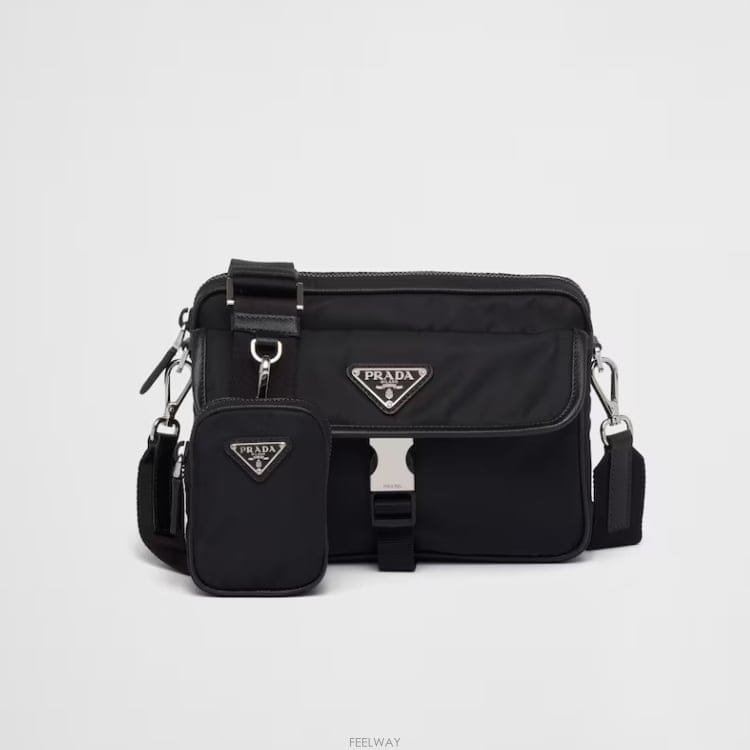 PRADA 리나일론 앤 사피아노 레더 숄더 백