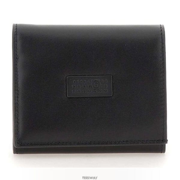 26 FW MM6 마르지엘라 로고 패치 레더 폴디드 월렛 BLK SA6UI0030P8622