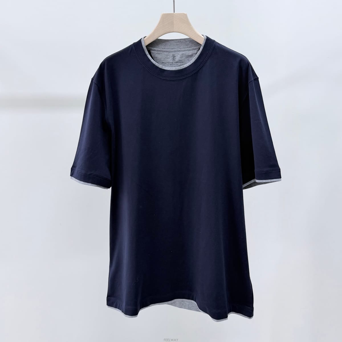[S+급/2XL] 브루넬로 쿠치넬리 코튼 반팔 티셔츠 네이비