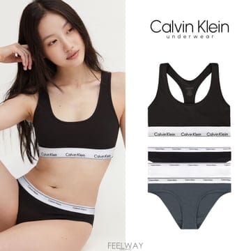 캘빈클라인 여성 스포츠 브라 팬티 3장 블랙 세트 속옷 F3785+QP3276O