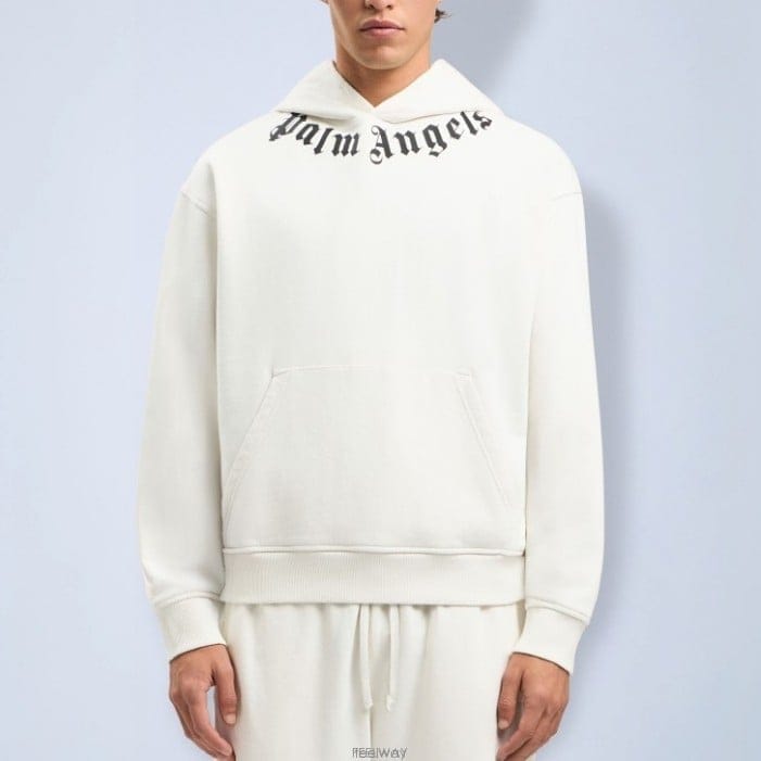 26 FW 팜엔젤스 커브드 넥 로고 후드 스웨트셔츠 화이트 PMBB17DS26FLE0070310