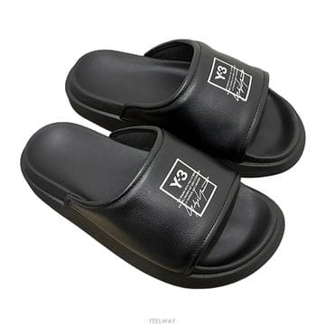 논현 더팩토리 26SS Y-3 요지 야마모토 로고 슬라이드 블랙 KI4033