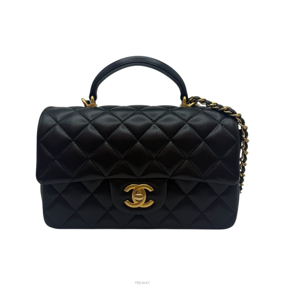 CHANEL 클래식 뉴미니 크로스백 램스킨 그레이