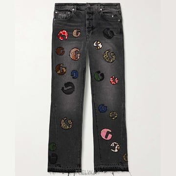 갤러리 디파트먼트 G Time 플레어드 디스트레스드 로고 데님 진 블랙