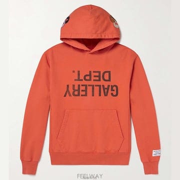 갤러리디파트먼트 번트 오렌지 업사이드 다운 로고 프린트 후드티