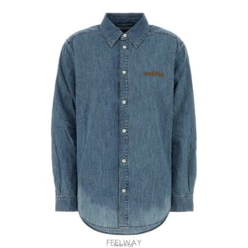 26 FW 미우미우 로고 엠브로이더드 데님 셔츠 F0013 GWC143SOOO193K