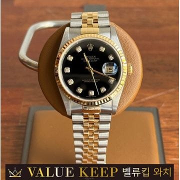 롤렉스 16233 검10P (블랙10포인트) 옵션 데이트저스트36 남성용 18k 콤비