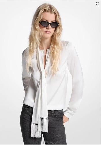 Michael Kors ����Ŭ �ھ  Satin Fringed Tie-Neck ����콺����Ŭ �ھ  Satin Fringed Tie-Neck ����콺