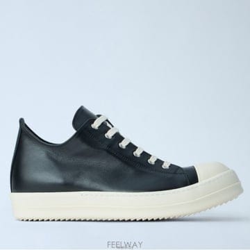 26 FW 릭오웬스 러버 토캡 레이스업 레더 스니커즈 블랙 RU02F4891 LCO 911