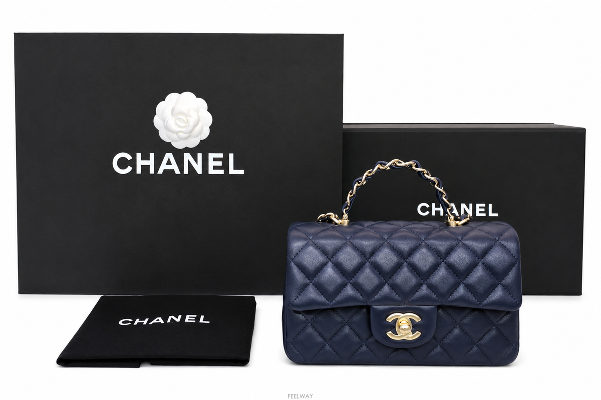CHANEL 클래식 뉴미니 크로스백 램스킨 그레이