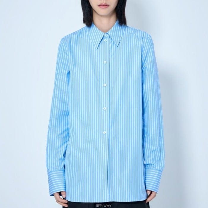 26 FW 토템 클래식 칼라 스트라이프 포플린 셔츠 블루 263 WRT0759 FB0686 P111