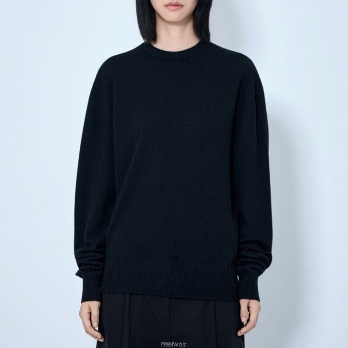 26 FW 토템 크루넥 리브 트림 파인 니트 스웨터 블랙 261 WRT0613 YA0016 001