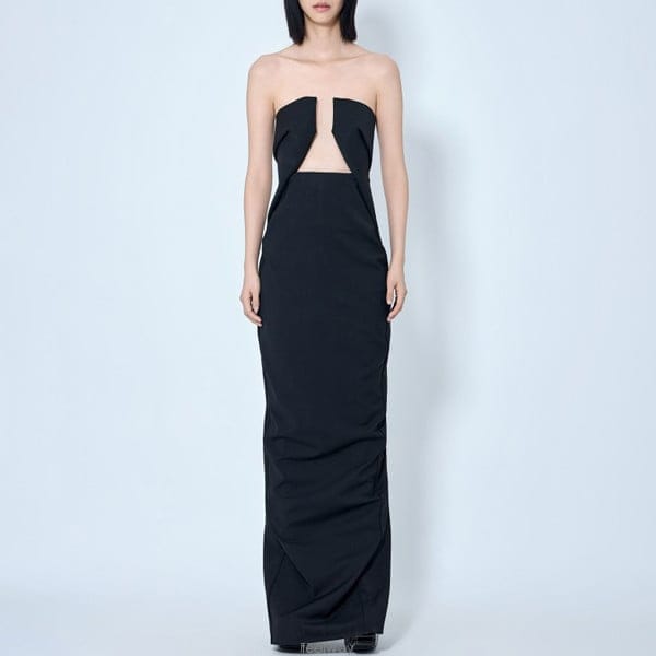 26 FW 릭오웬스 Prong 프롱 스트랩리스 넥라인 롱 가운 드레스 RP02F5528 WST 09
