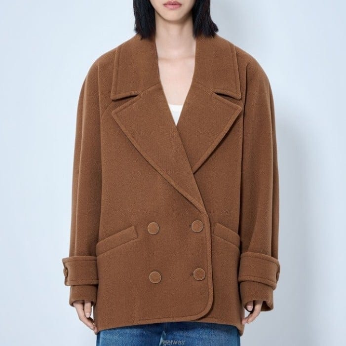 26 FW 끌로에 더블 브레스트 울 블랜드 숏 코트 카멜 CH26AMA06077212