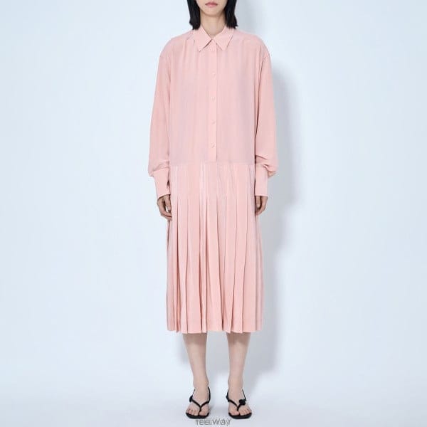 26 FW 토템 클래식 칼라 플리츠 셔츠 드레스 핑크 263 WRD0350 FB0115 370