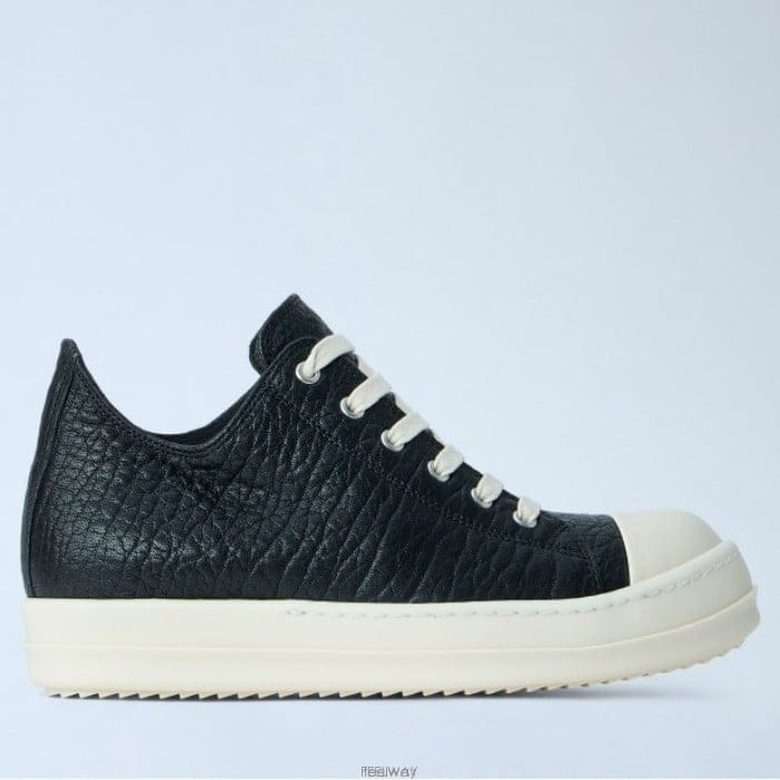 26 FW 릭오웬스 텍스처 레더 레이스업 로우 스니커즈 블랙 RP02F5891 LBB 911